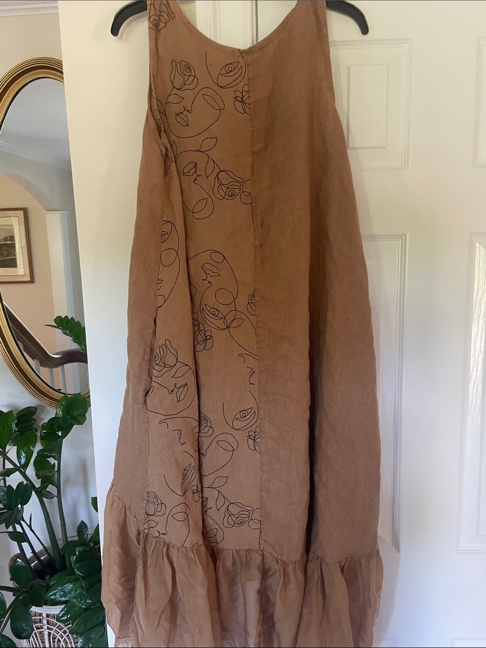 Source Unknown Brown Sleeveless Floral faux Button-Front High-Low Dress - Picture 5 of 9
